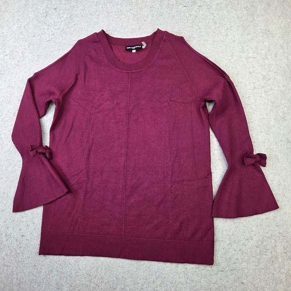 Karl Lagerfeld Sweaters - Karl Lagerfeld Paris Sweater Womens L Red Bow Sleeve Nylon Rayon Blend NEW